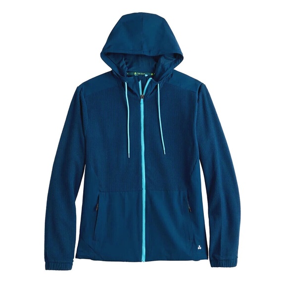 NWT Tek Gear Men's Blue Dye Mix Media Performance Hooded Jacket (MT23V204RS) - Picture 3 of 8